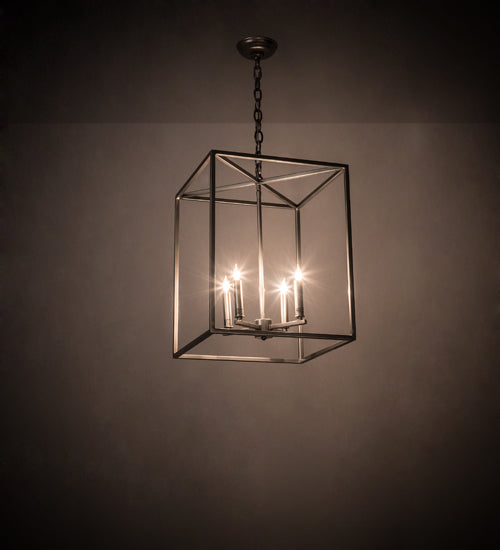 Meyda Lighting Kitzi Box 16" 4-Light Nickel Pendant Light