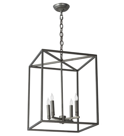 Meyda Lighting Kitzi Box 16" 4-Light Nickel Pendant Light