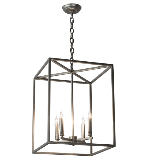 Meyda Lighting Kitzi Box 16" 4-Light Nickel Pendant Light