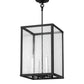 Meyda Lighting Kitzi Box 18" 4-Light Wrought Iron Pendant Light With Clear Seeded Shade Glass
