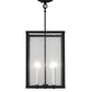 Meyda Lighting Kitzi Box 18" 4-Light Wrought Iron Pendant Light With Clear Seeded Shade Glass
