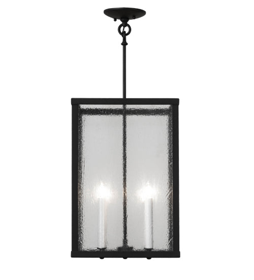 Meyda Lighting Kitzi Box 18" 4-Light Wrought Iron Pendant Light With Clear Seeded Shade Glass