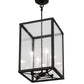Meyda Lighting Kitzi Box 18" 4-Light Wrought Iron Pendant Light With Clear Seeded Shade Glass