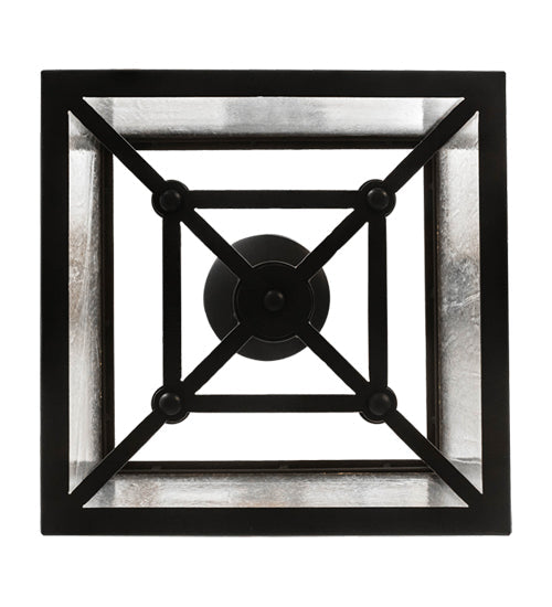 Meyda Lighting Kitzi Box 18" 4-Light Wrought Iron Pendant Light With Clear Seeded Shade Glass