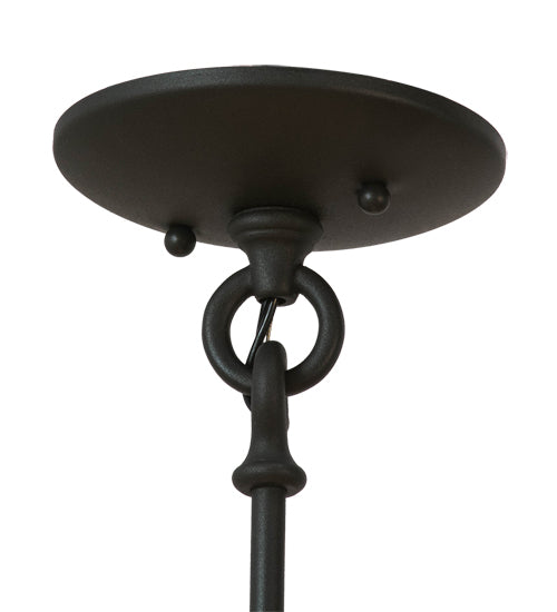 Meyda Lighting Kitzi Box 18" 4-Light Wrought Iron Pendant Light With Clear Seeded Shade Glass