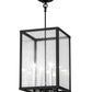 Meyda Lighting Kitzi Box 18" 4-Light Wrought Iron Pendant Light With Clear Seeded Shade Glass