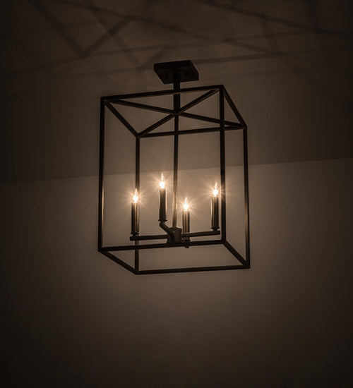 Meyda Lighting Kitzi Box 188630 23" 4-Light Wrought Iron Pendant Light