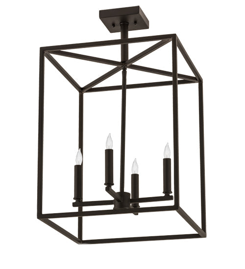 Meyda Lighting Kitzi Box 188630 23" 4-Light Wrought Iron Pendant Light