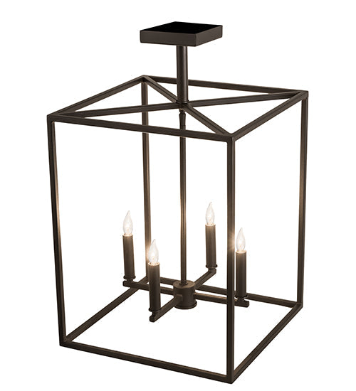 Meyda Lighting Kitzi Box 188630 23" 4-Light Wrought Iron Pendant Light
