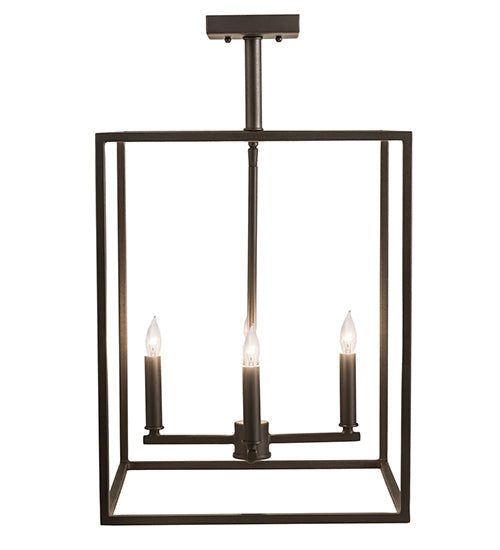 Meyda Lighting Kitzi Box 188630 23" 4-Light Wrought Iron Pendant Light