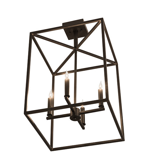 Meyda Lighting Kitzi Box 188630 23" 4-Light Wrought Iron Pendant Light