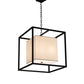 Meyda Lighting Kitzi Box 22"Sq 4-Light Solar Black Pendant Light With Eggshell Textrene & Statuario Idalight Shade