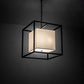 Meyda Lighting Kitzi Box 22"Sq 4-Light Solar Black Pendant Light With Eggshell Textrene & Statuario Idalight Shade