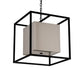 Meyda Lighting Kitzi Box 22"Sq 4-Light Solar Black Pendant Light With Eggshell Textrene & Statuario Idalight Shade