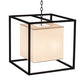 Meyda Lighting Kitzi Box 22"Sq 4-Light Solar Black Pendant Light With Eggshell Textrene & Statuario Idalight Shade