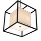Meyda Lighting Kitzi Box 22"Sq 4-Light Solar Black Pendant Light With Eggshell Textrene & Statuario Idalight Shade