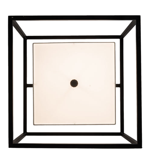 Meyda Lighting Kitzi Box 22"Sq 4-Light Solar Black Pendant Light With Eggshell Textrene & Statuario Idalight Shade
