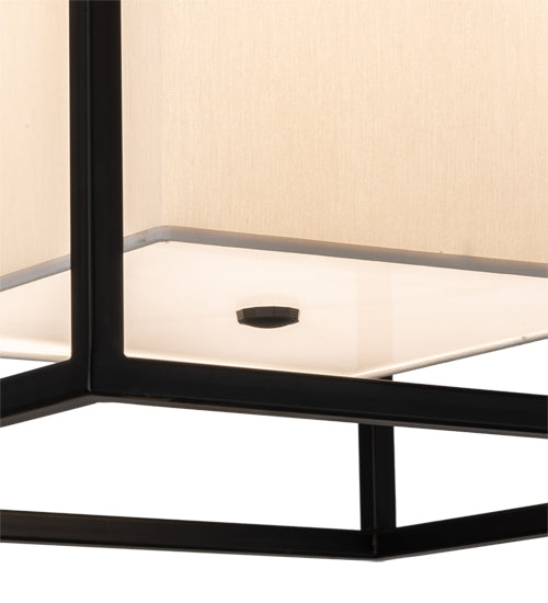 Meyda Lighting Kitzi Box 22"Sq 4-Light Solar Black Pendant Light With Eggshell Textrene & Statuario Idalight Shade