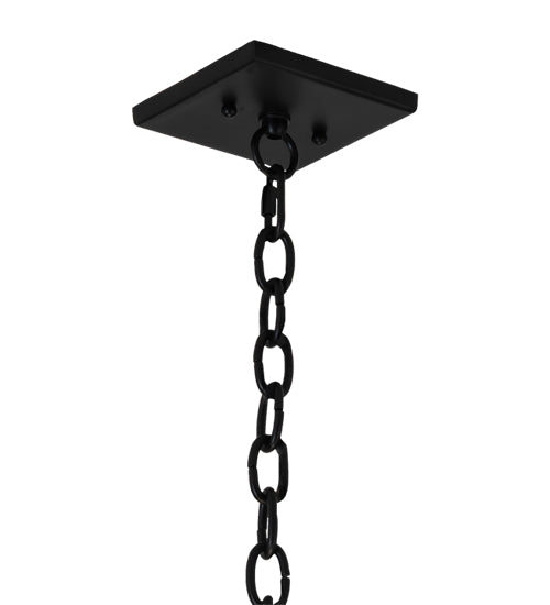Meyda Lighting Kitzi Box 22"Sq 4-Light Solar Black Pendant Light With Eggshell Textrene & Statuario Idalight Shade