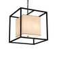 Meyda Lighting Kitzi Box 22"Sq 4-Light Solar Black Pendant Light With Eggshell Textrene & Statuario Idalight Shade