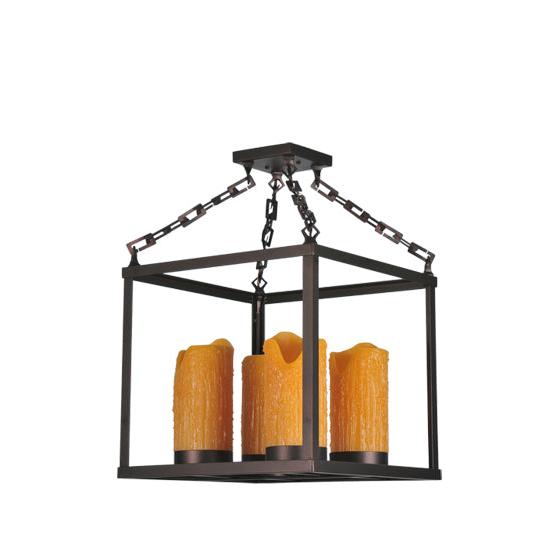Meyda Lighting Kitzi Box 23" 4-Light Mahogany Bronze Chandelier With Polyresin Candle Shade