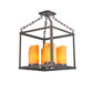 Meyda Lighting Kitzi Box 23" 4-Light Mahogany Bronze Chandelier With Polyresin Candle Shade