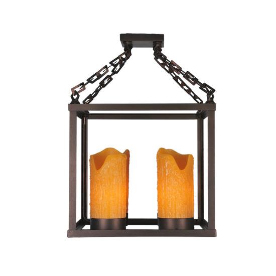 Meyda Lighting Kitzi Box 23" 4-Light Mahogany Bronze Chandelier With Polyresin Candle Shade