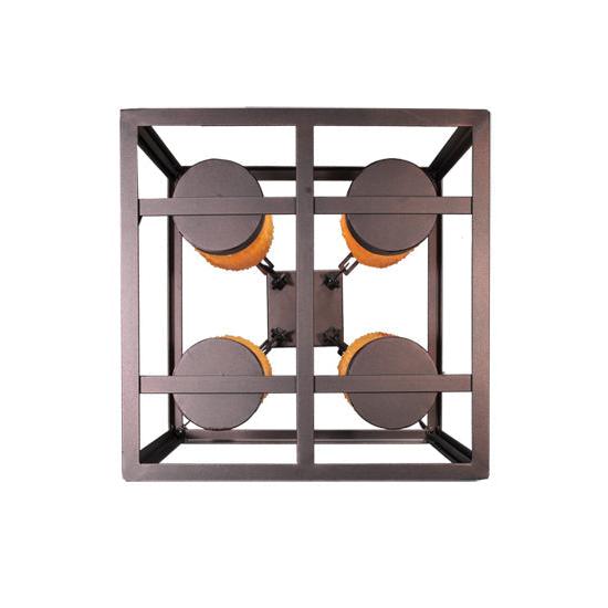 Meyda Lighting Kitzi Box 23" 4-Light Mahogany Bronze Chandelier With Polyresin Candle Shade