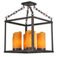 Meyda Lighting Kitzi Box 23" 4-Light Mahogany Bronze Chandelier With Polyresin Candle Shade
