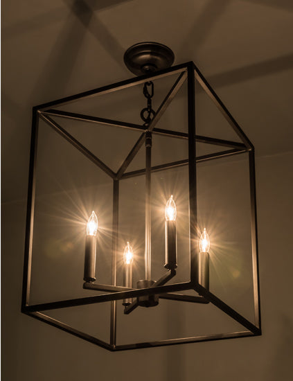 Meyda Lighting Kitzi Box 23" 4-Light Wrought Iron Pendant Light