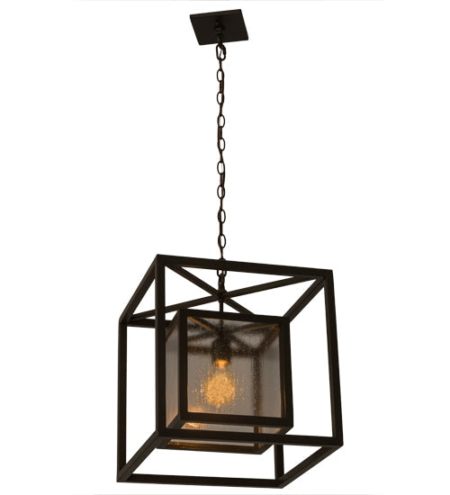 Meyda Lighting Kitzi Box 23" Timeless Bronze Pendant Light With Clear Rainstone Idalight Shade Glass