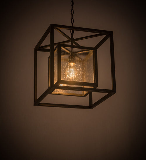 Meyda Lighting Kitzi Box 23" Timeless Bronze Pendant Light With Clear Rainstone Idalight Shade Glass