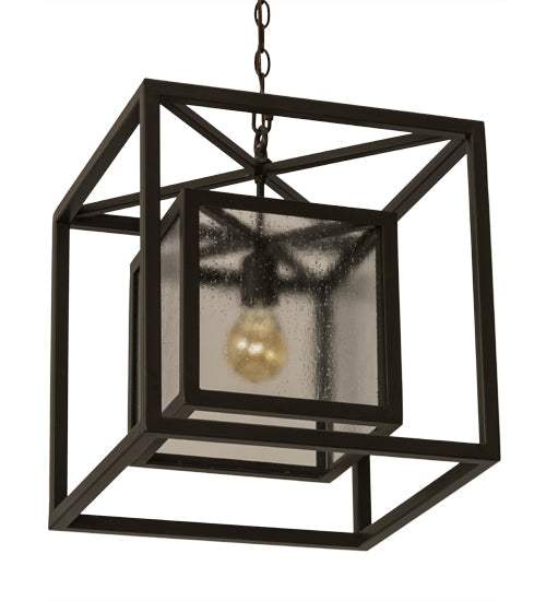 Meyda Lighting Kitzi Box 23" Timeless Bronze Pendant Light With Clear Rainstone Idalight Shade Glass