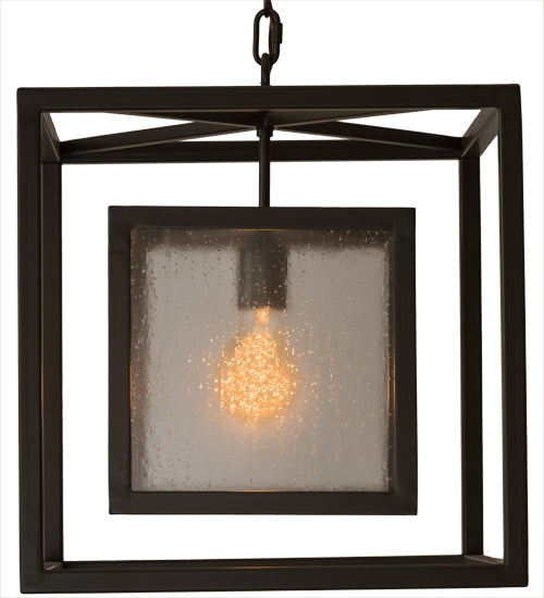 Meyda Lighting Kitzi Box 23" Timeless Bronze Pendant Light With Clear Rainstone Idalight Shade Glass