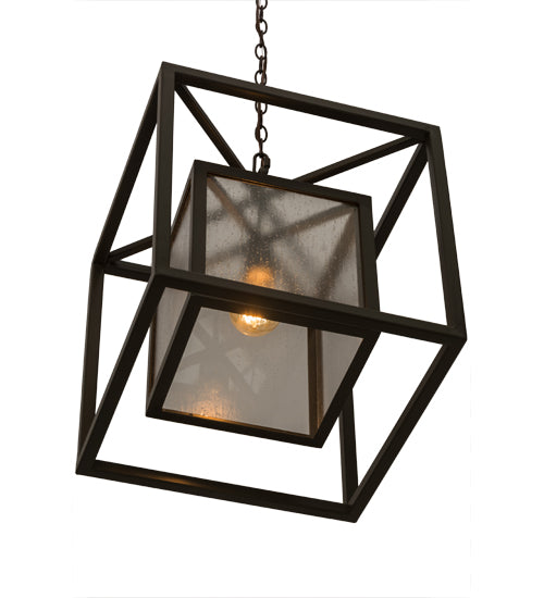 Meyda Lighting Kitzi Box 23" Timeless Bronze Pendant Light With Clear Rainstone Idalight Shade Glass