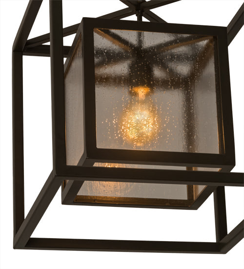 Meyda Lighting Kitzi Box 23" Timeless Bronze Pendant Light With Clear Rainstone Idalight Shade Glass