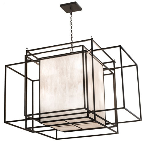 Meyda Lighting Kitzi Box 248590 72" 32-Light Timeless Bronze Island Pendant Light With Whitestone Idalight Shade