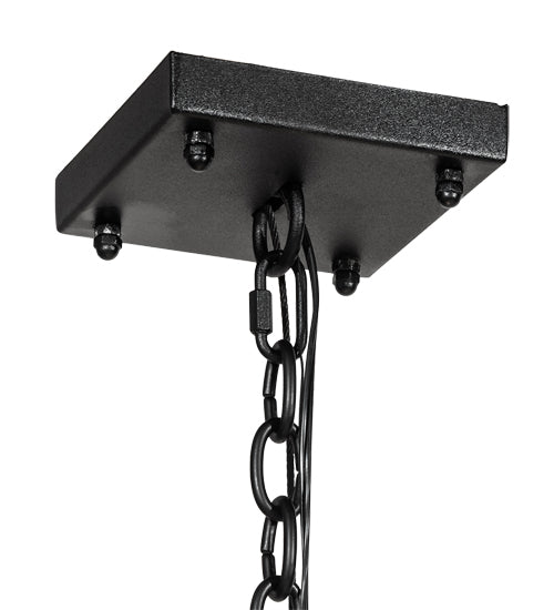 Meyda Lighting Kitzi Box 24"Sq 8-Light Solar Black Pendant Light With Clear Water Shade Glass