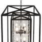 Meyda Lighting Kitzi Box 24"Sq 8-Light Solar Black Pendant Light With Clear Water Shade Glass