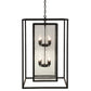 Meyda Lighting Kitzi Box 25"Sq 8-Light Textured Black Pendant Light With Clear Seeded Shade Glass