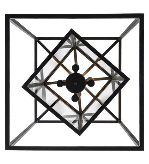 Meyda Lighting Kitzi Box 33" 8-Light Timeless Bronze Pendant Light With Clear Shade Glass