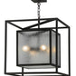 Meyda Lighting Kitzi Box 34" 4-Light Wrought Iron Pendant Light With Clear Granite Shade Glass
