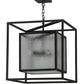 Meyda Lighting Kitzi Box 34" 4-Light Wrought Iron Pendant Light With Clear Granite Shade Glass