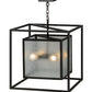 Meyda Lighting Kitzi Box 34" 4-Light Wrought Iron Pendant Light With Clear Granite Shade Glass