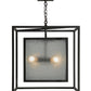 Meyda Lighting Kitzi Box 34" 4-Light Wrought Iron Pendant Light With Clear Granite Shade Glass