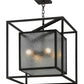 Meyda Lighting Kitzi Box 34" 4-Light Wrought Iron Pendant Light With Clear Granite Shade Glass