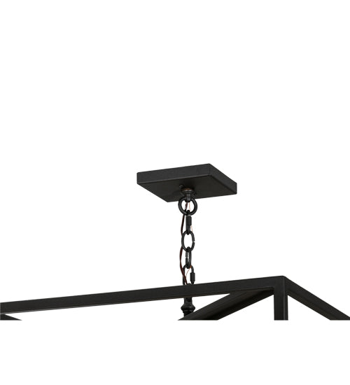 Meyda Lighting Kitzi Box 34" 4-Light Wrought Iron Pendant Light With Clear Granite Shade Glass