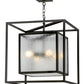 Meyda Lighting Kitzi Box 34" 4-Light Wrought Iron Pendant Light With Clear Granite Shade Glass