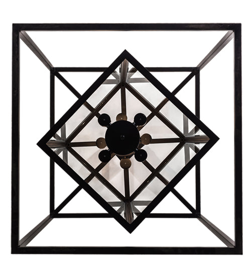 Meyda Lighting Kitzi Box 34" 8-Light Blackwash Pendant Light With Clear Shade Glass