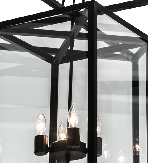 Meyda Lighting Kitzi Box 34" 8-Light Blackwash Pendant Light With Clear Shade Glass